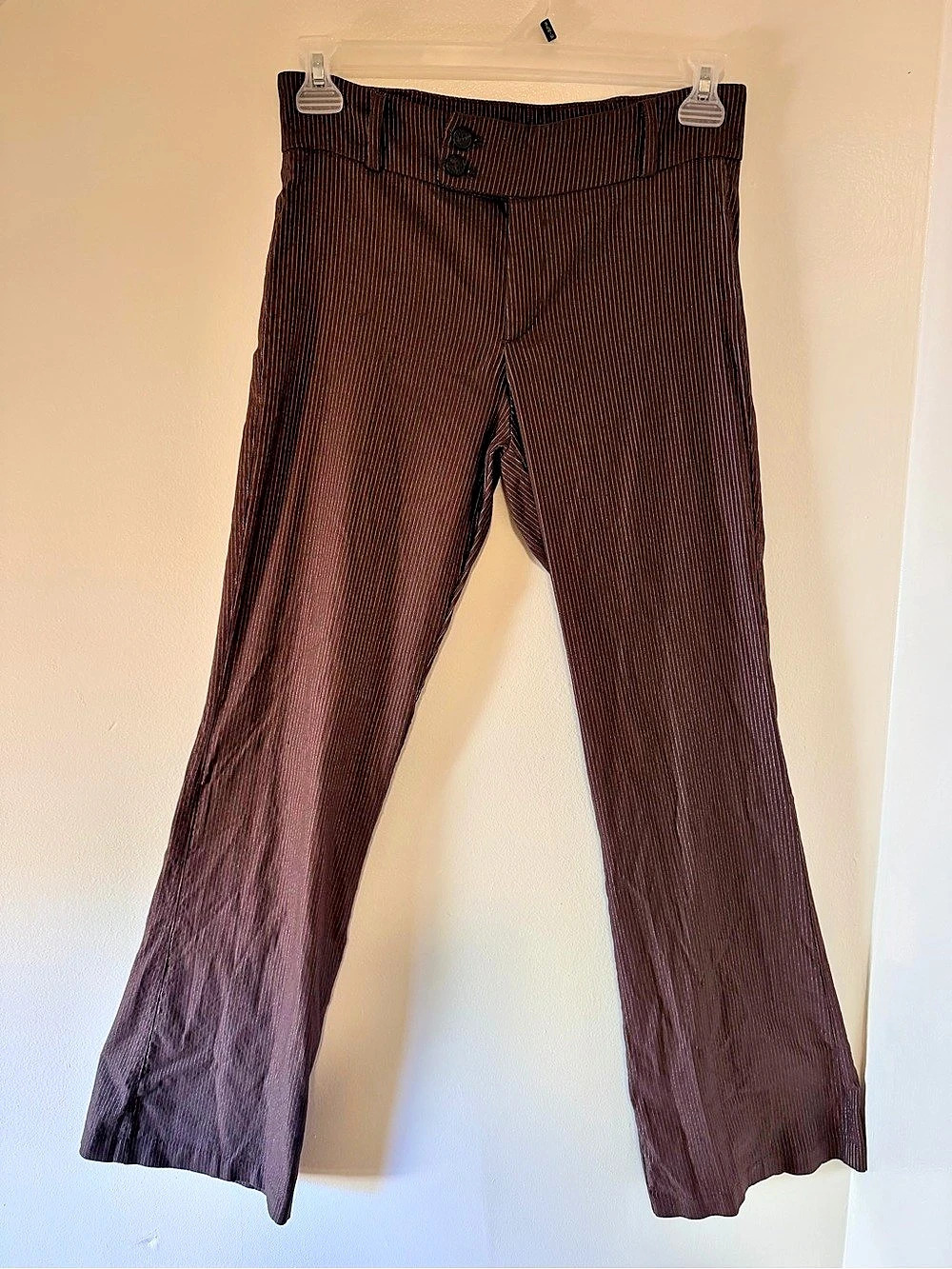 Bershka Brown Pinstripe Tailored Trousers Flare Pants — Size 10
